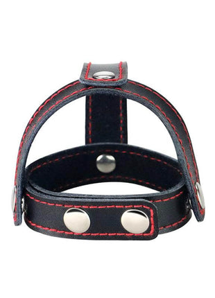 Leather Cock Ring with Ball Divider