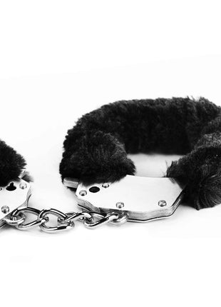 Furry Metal Handcuffs Black