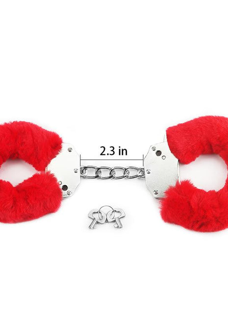 Furry Metal Handcuffs Red