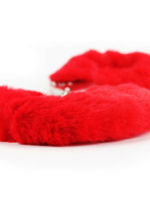 Furry Metal Handcuffs Red