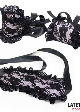 2 Piece Set Lace lindfold and Handcuffs