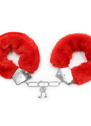 Furry Metal Handcuffs Red
