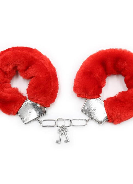 Furry Metal Handcuffs Red