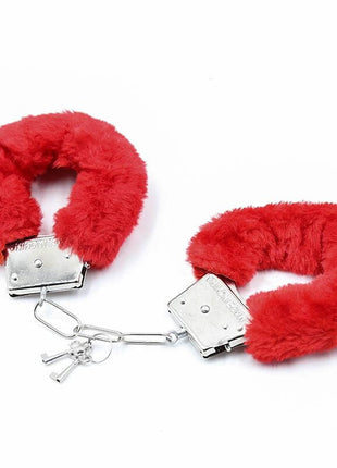 Furry Metal Handcuffs Red