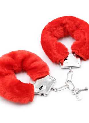 Furry Metal Handcuffs Red