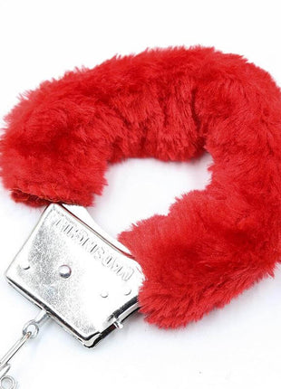 Furry Metal Handcuffs Red