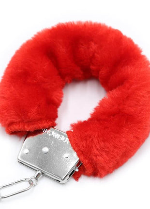 Furry Metal Handcuffs Red