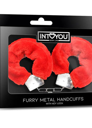 Furry Metal Handcuffs Red