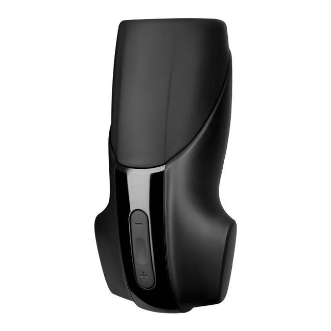 Satisfyer Men Vibration black matte and gloss masturbator with 14 vibration patterns and USB rechargeable