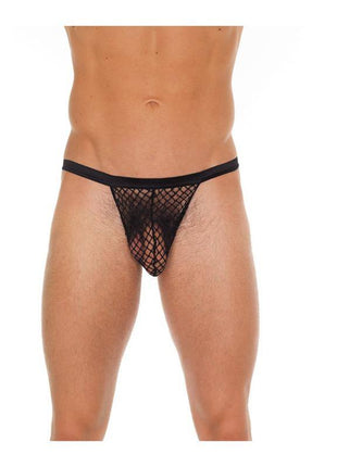Black string fishnet thong one size 100% polyamide