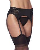 Garter Belt with Thong and Stockings Black