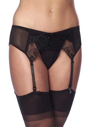 Garter Belt with Thong and Stockings Black