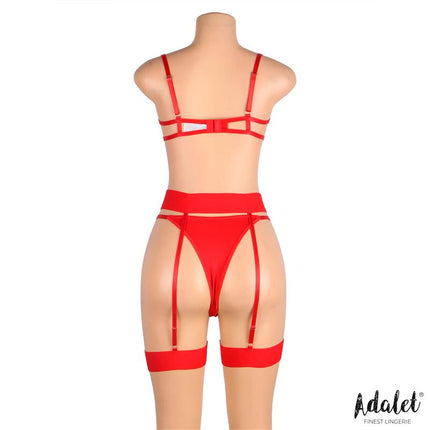 Yvonne bra thong and garter belt Set with Hearts Red
