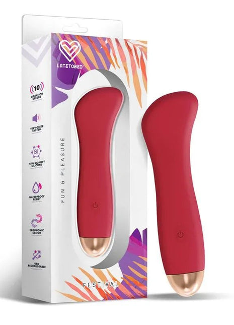 Phana Stimulator 10 Speeds rust red intimate device with sleek ergonomic design and waterproof feature