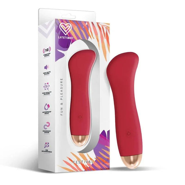 Phana Stimulator 10 Speeds rust red intimate pleasure device with sleek waterproof design