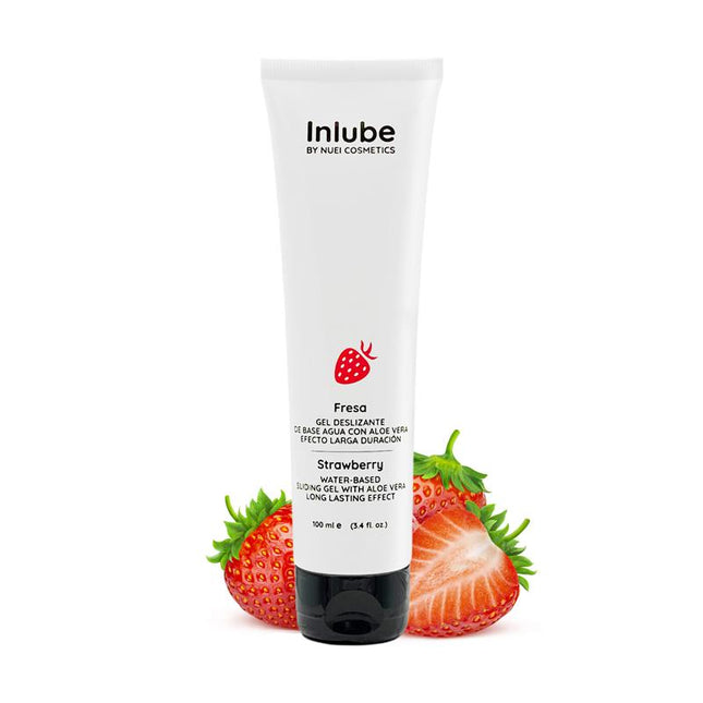 Nuei Water Base Lubricant Inlube Strawberry 100ml bottle with aloe vera and vegan formula