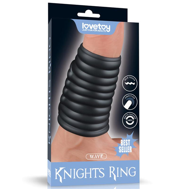 Wave Knights vibrating cock ring with soft textured sleeve and single vibration function