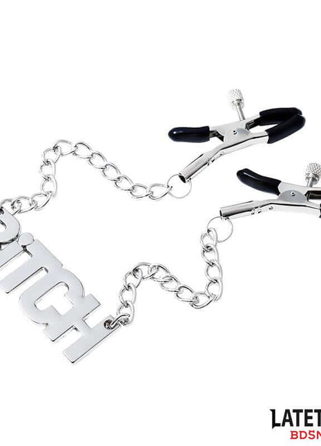 Nipple clamps with Chain - Bitch