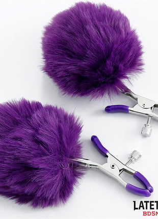 Nipple Clamps with Purple Fur