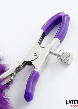 Nipple Clamps with Purple Fur
