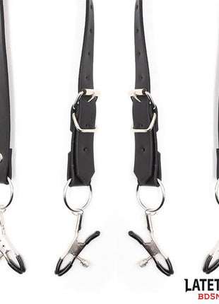 Leg Bondage Strap with Clitoris Clamps