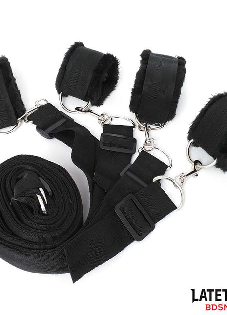 Long Velvet Bed Bondage Restraints Adjustable