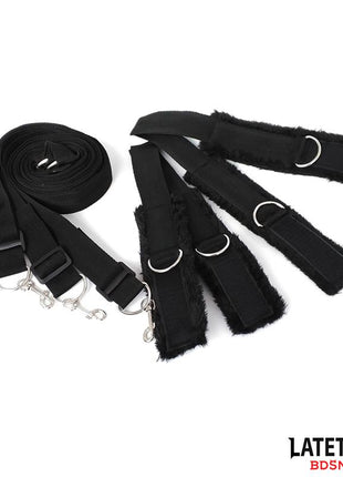 Long Velvet Bed Bondage Restraints Adjustable