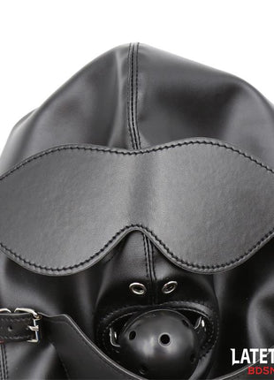 Slave Hood with Eye mask Breathable Gag Ball and Mouth Adjustable
