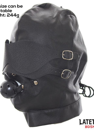 Slave Hood with Eye mask Breathable Gag Ball and Mouth Adjustable