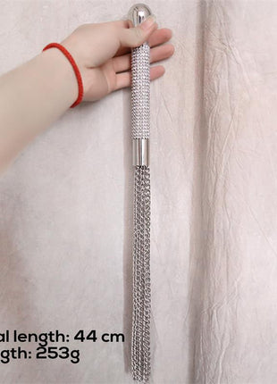 Flogger with Chain Tassel with Rhinestone Handle