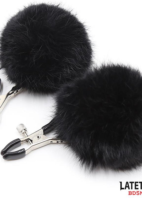 Nipple Clamps with Black Fur