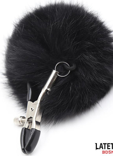 Nipple Clamps with Black Fur