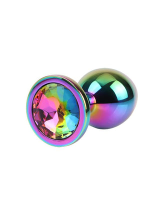 Rainbow Gem Multicolored Anal Plug with Jewel Size M