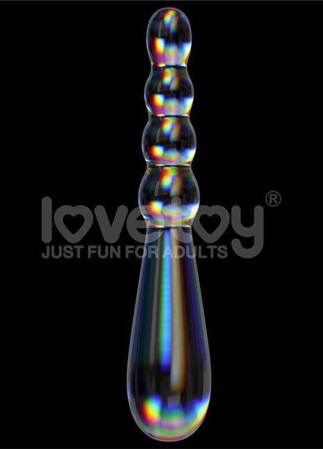 Glow in the Dark Glass Dildo Twilight Gleam Rising Ripples