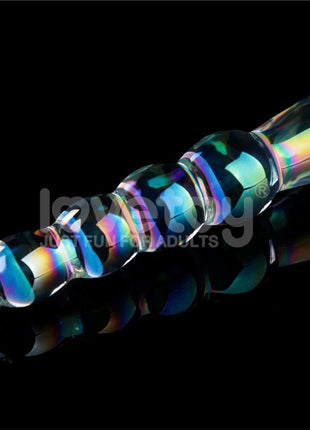 Glow in the Dark Glass Dildo Twilight Gleam Rising Ripples