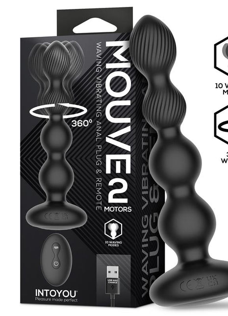 Mouve Butt Plug with Waving and Vibratiion with Remote Control 2 Motors