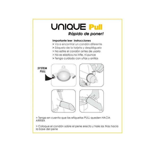 Pull condoms with straps latex-free hypoallergenic transparent 3-piece pack in credit-card size packaging