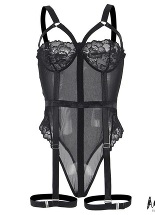 Ariana Teddy with Garter Belt and Leg Rings Black