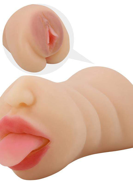 Sarah mouth and vagina masturbator dual-channel male toy in TRP material waterproof design