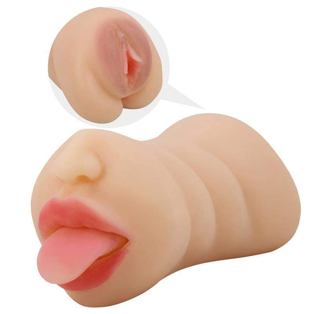 Sarah mouth and vagina masturbator dual-channel male toy in TRP material waterproof design