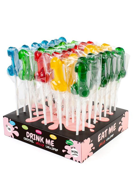 Assorted Display Flavored Penis Shaped Lollipop with Alcohol 40 pcs
