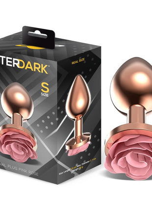 Rosegold Metal Anal Plug with Pink Rose Base Size S