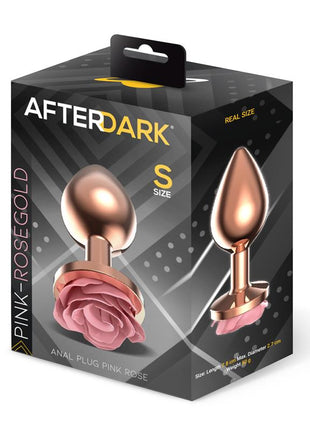 Rosegold Metal Anal Plug with Pink Rose Base Size S