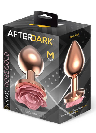 Rosegold Metal Anal Plug with Pink Rose Base Size M