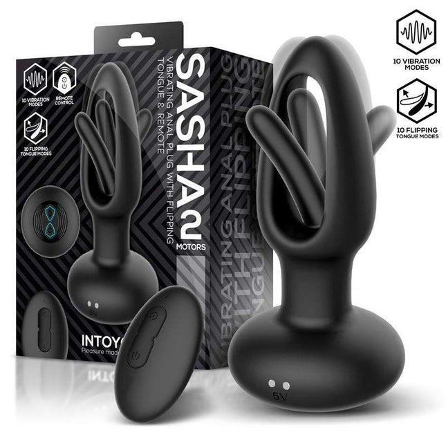 Sasha Vibrating Plug with flipping tongue and wireless remote control in silicone