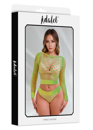 Yara Long Sleeve Fishnet Set Yellow Fluor One Size