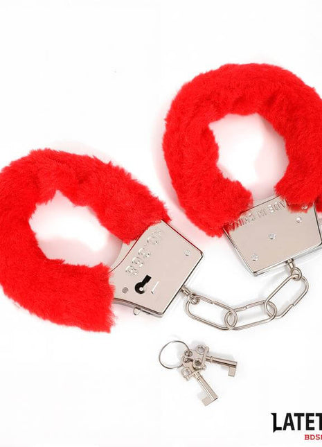 Furry Locking Cuff Red