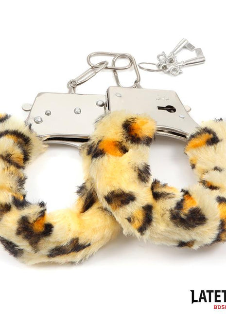 Furry Metal Cuff Animal Print Leopard