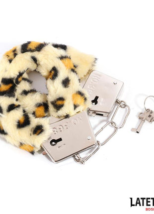 Furry Metal Cuff Animal Print Leopard