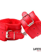Furry Ankle Cuff Red